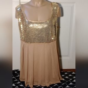 CANDLELIGHT & CHAMPAGNE GOLD PART SEQUIN TOP, SIZE 18W